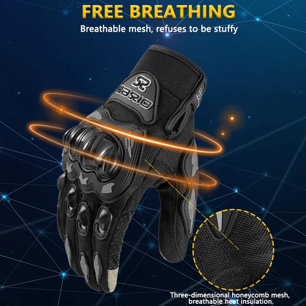 Gants de Moto Respirants à Doigts Complets, Résistants à l'Usure, pour Course de Motocross, Écran Ta