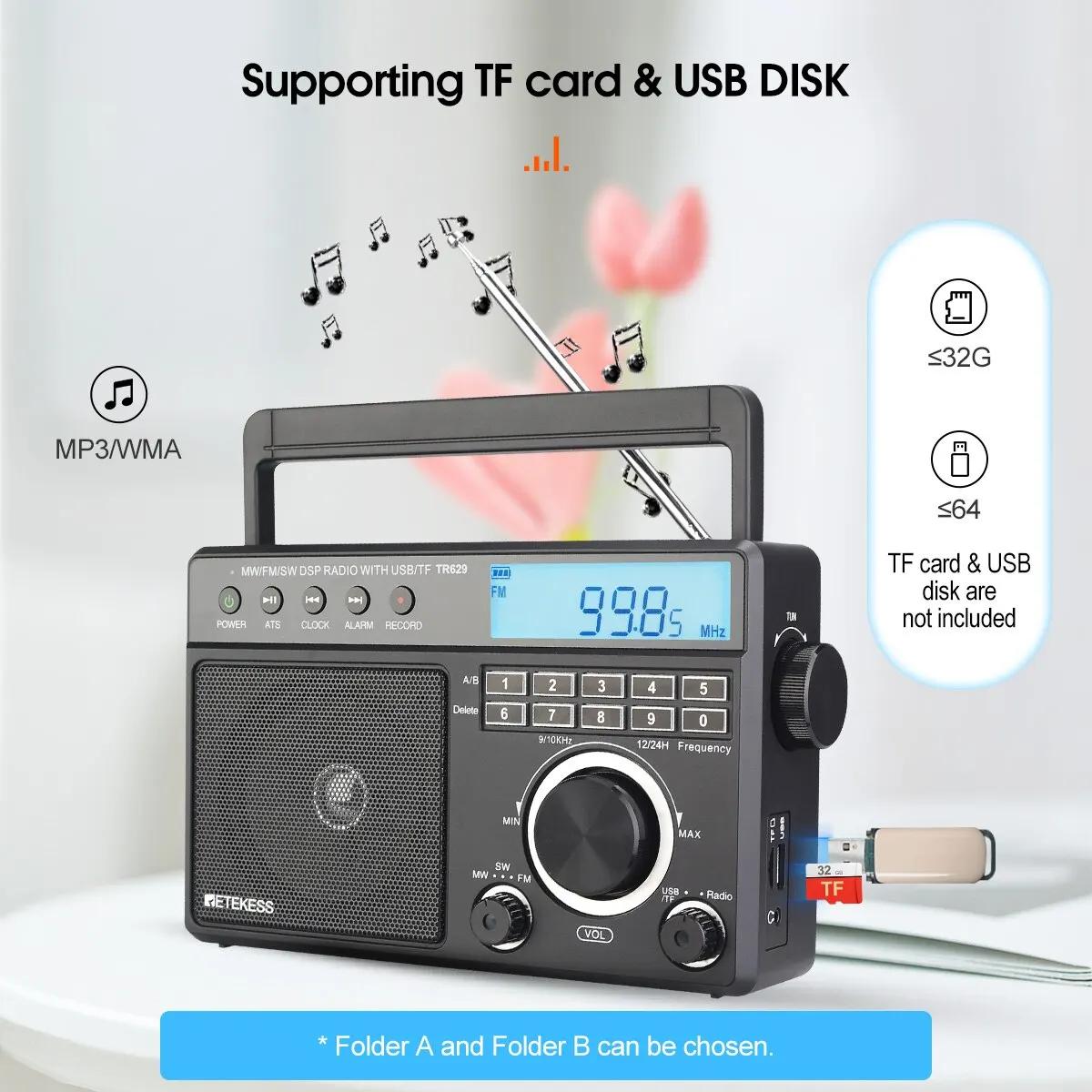 Retekess TR629 AM FM SW DSP Radio numérique Portable rétro-éclairage écran LCD haut-parleur de Volum