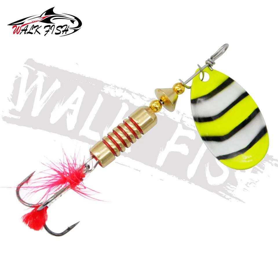 OBCK FISH-Leurre de pêche spinner avec triple hameçon et plume, appât dur wobJeff idéal pour bar, 6g