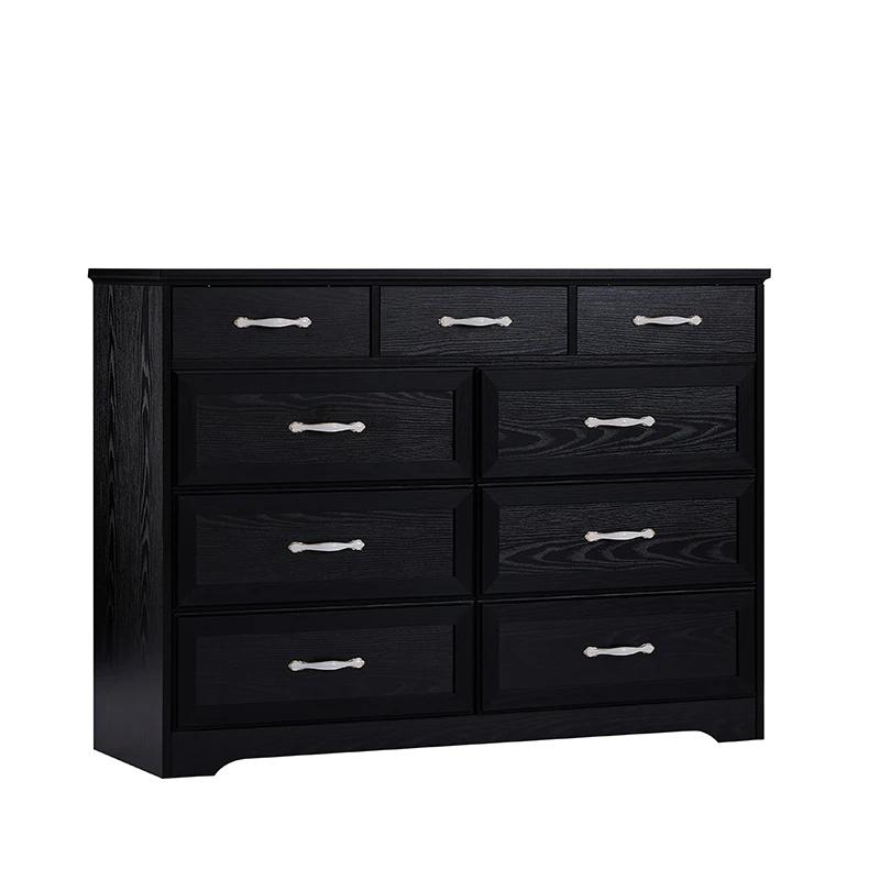 Commode de Chambre à Coucher, Commode Longue à 9 Tiroirs avec Détection Antique, Commode en Bois pou