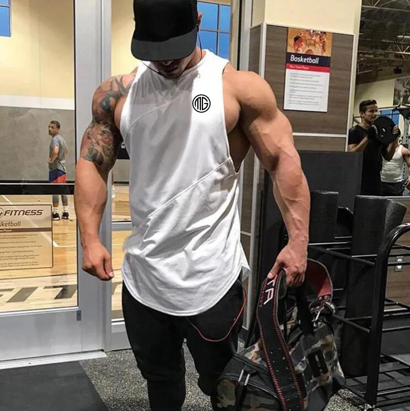 Muscleguys – gilet de course sans manches pour hommes, chemise d'été en coton avec coutures en maill