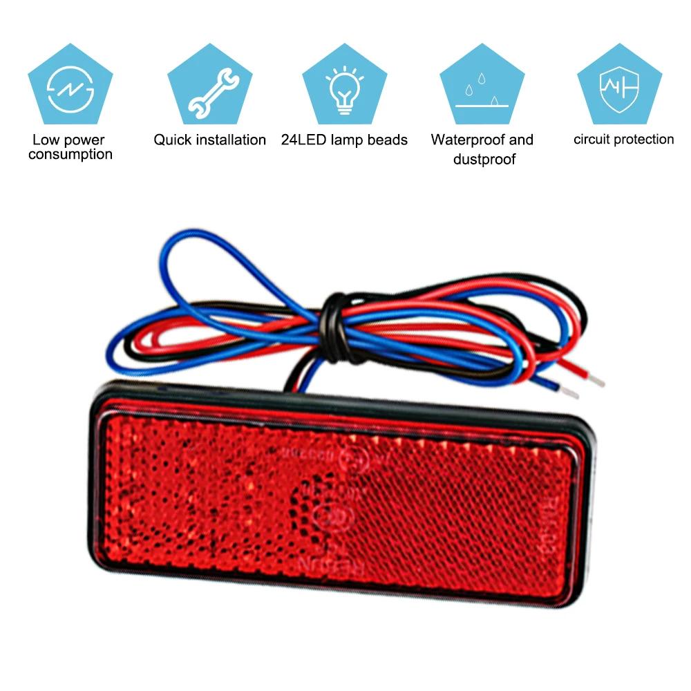 Feu arrière de moto, réflecteur rectangulaire, feu de freinage arrière de moto, réflecteurs LED pour