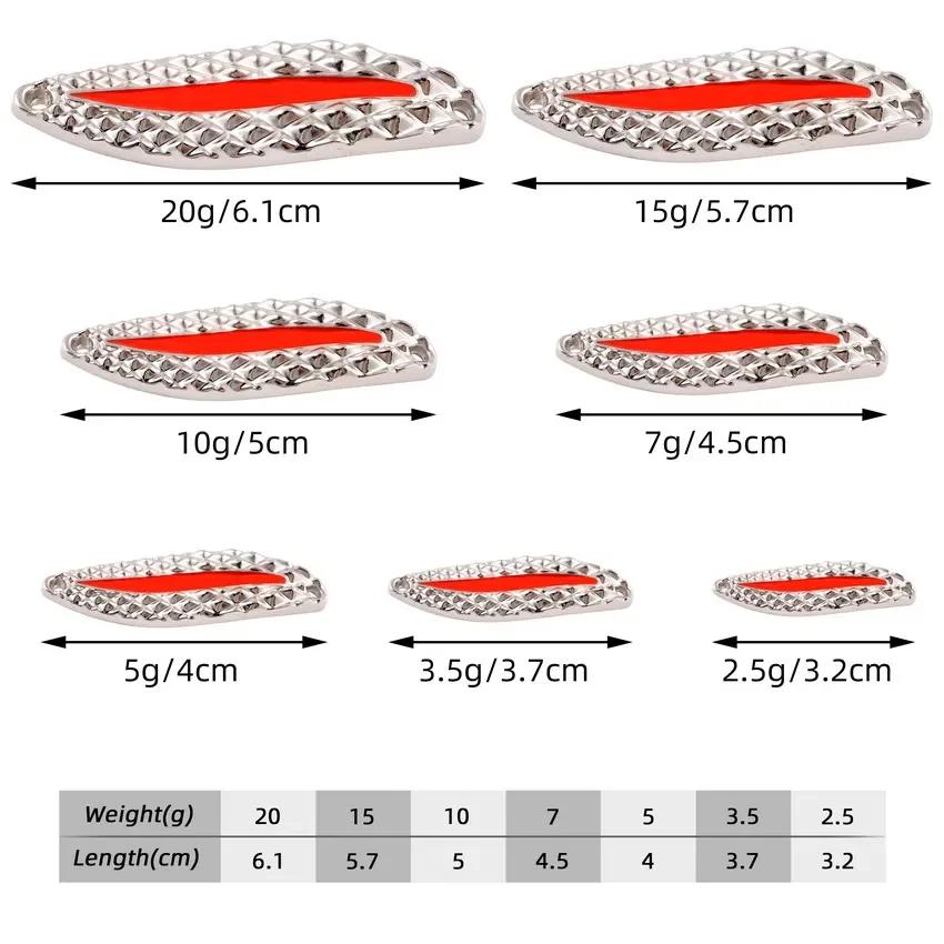 4 pièces cuillère de leurre de pêche en métal lumineux 2.5g 5g 7g 10g 15g 20g or/argent appât de poi