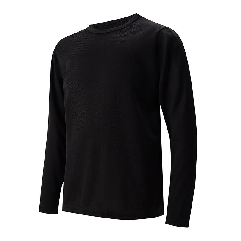 T-shirt à manches longues et col rond pour enfants, couleur unie, sport, séchage rapide, pour garçon