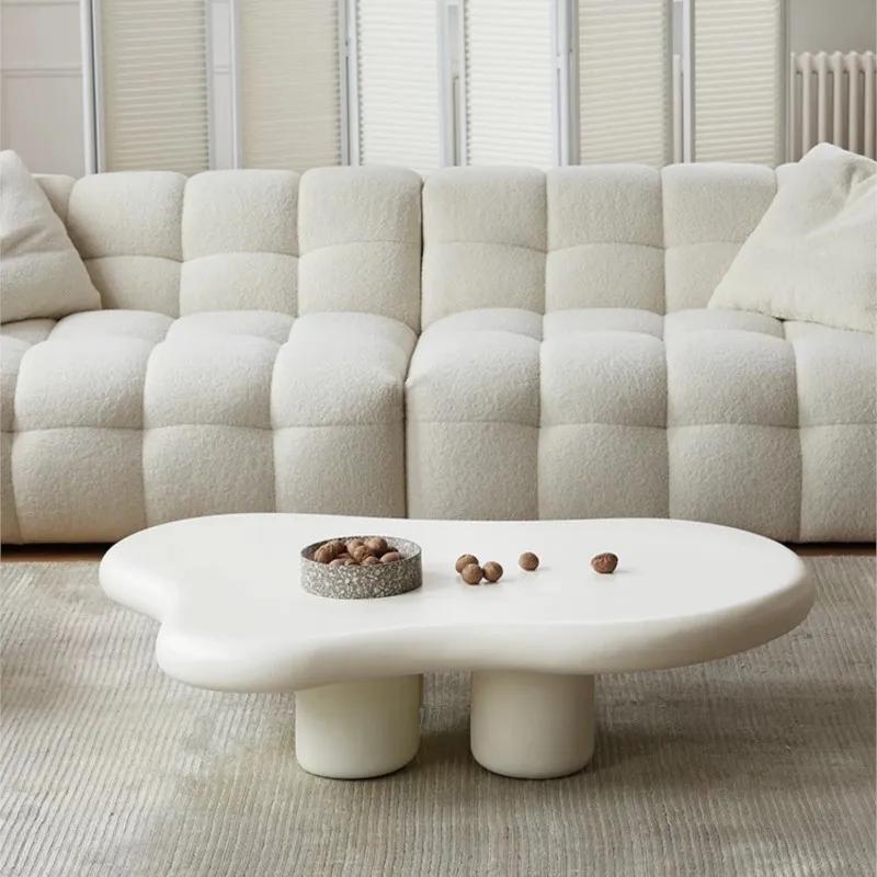 Table à thé nordique nuage 100/120cm, Simple, moderne, petite Table en forme de salon, crème, Table 