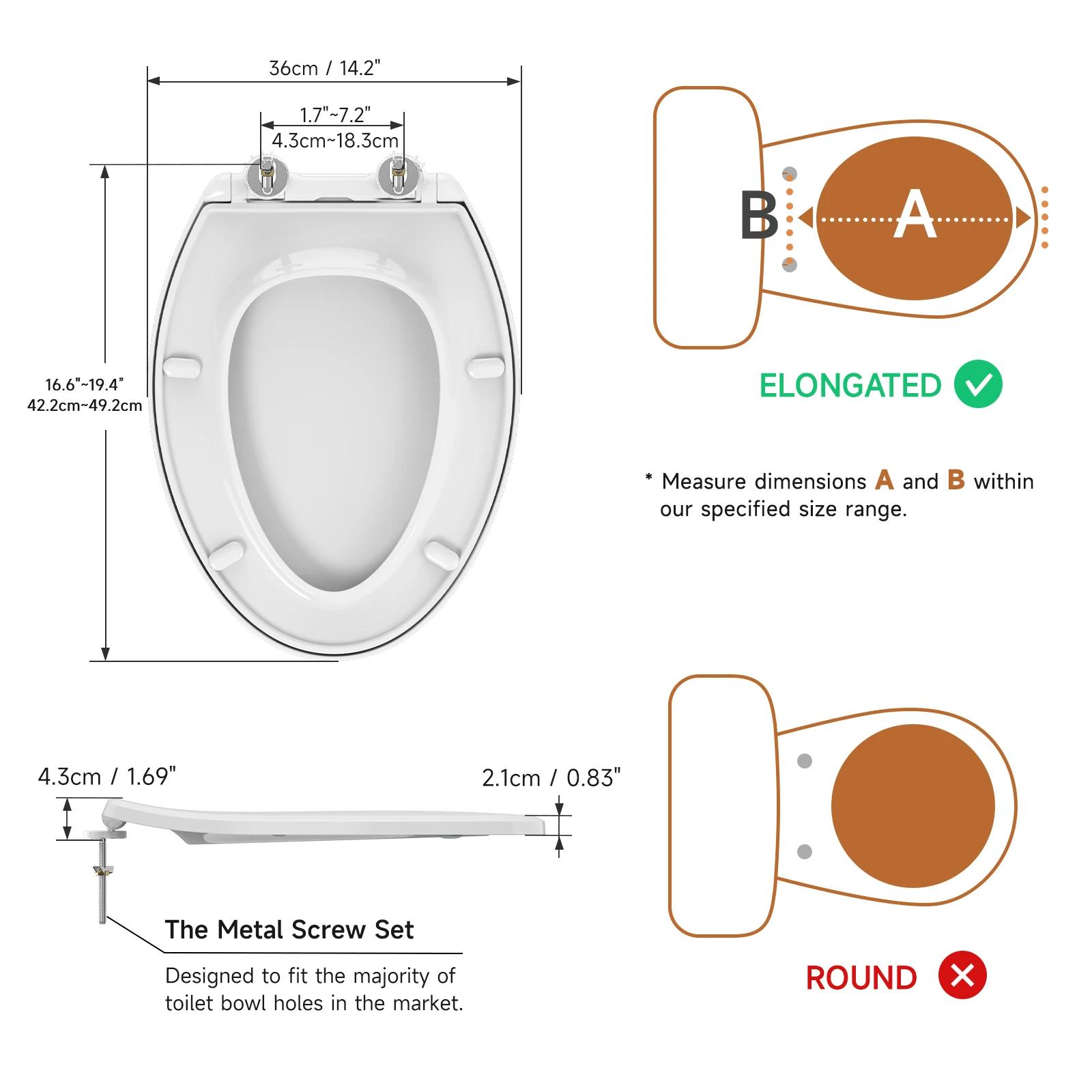 Réveiller ATIZ-Siège de toilette allongé avec veilleuse intégrée, siège de toilette naravec fermetur