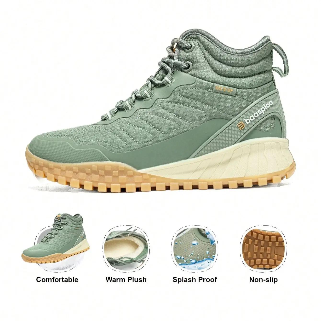 Bottes neige femmes peluche imperméables Baasploa - Chaussures marche hiver lacets décontractées