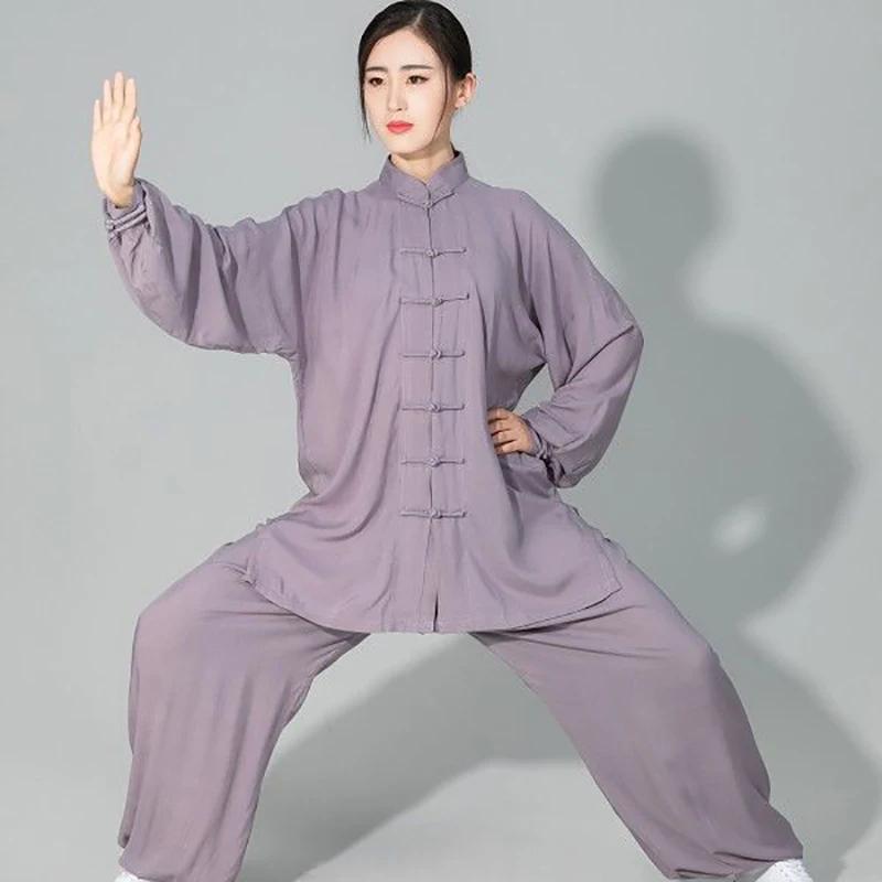 Costume Tai Chi en coton doux pour hommes et femmes, uniforme d'arts martiaux Kung Fu Wushu, veste e