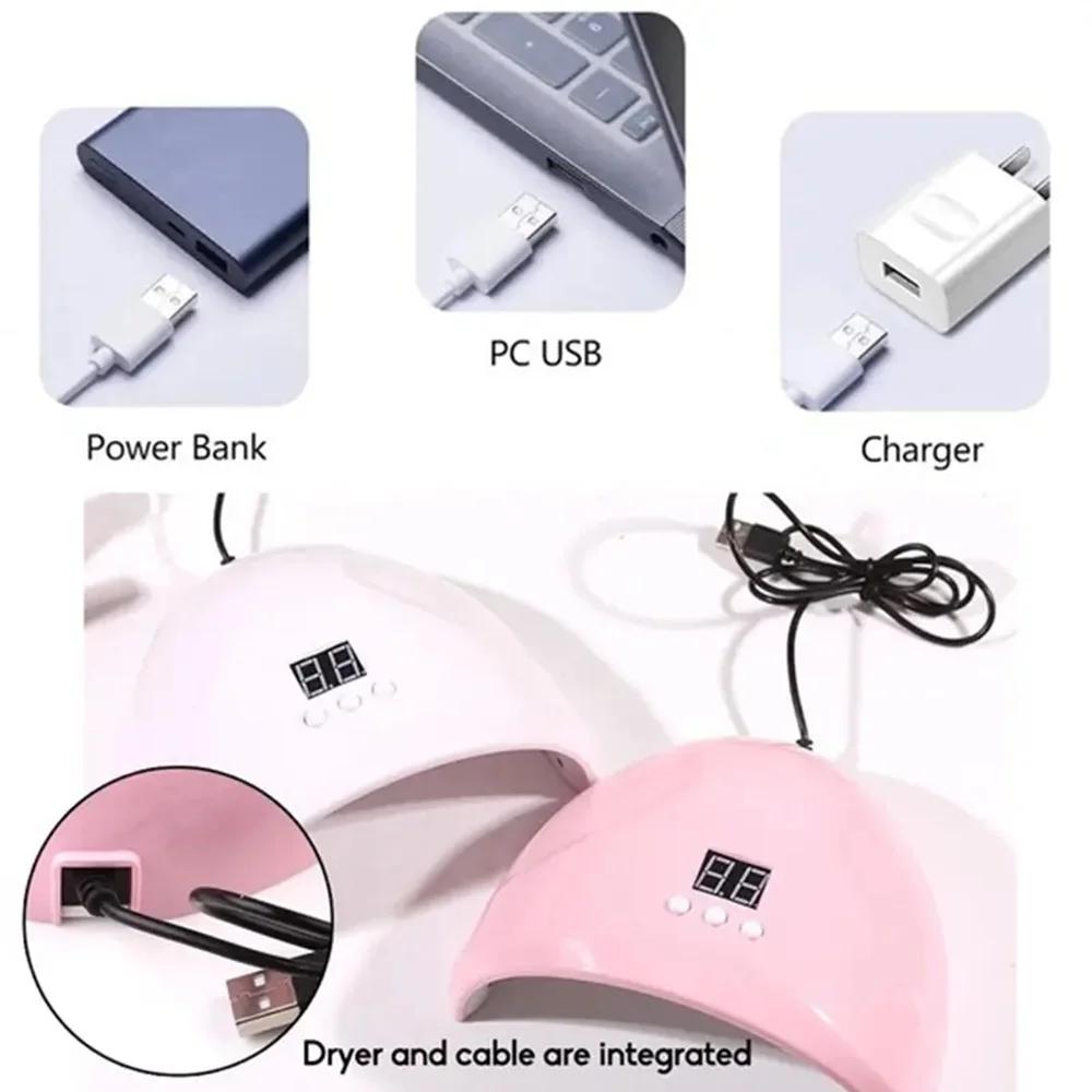 Machine de photothérapie des ongles USB lampe à ongles 12 LED UV polymérisation de la lumière 36W ve