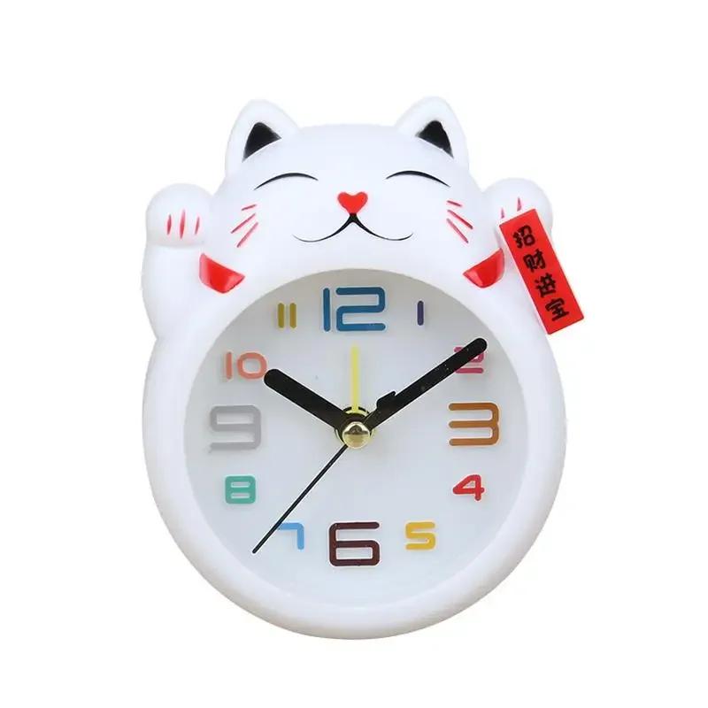 Réveil chat porte-bonheur de dessin animé créatif, Mini décoration de Table pour étudiant, mignon en