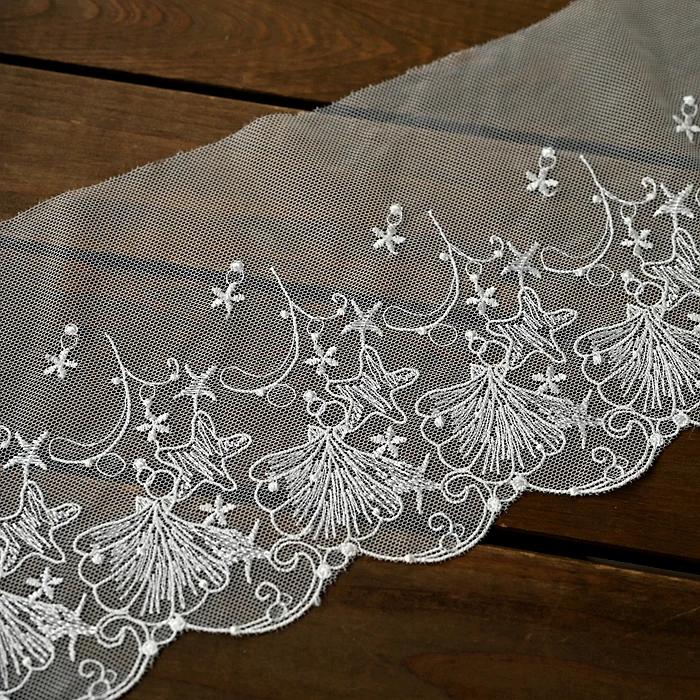 Ruban de garniture en dentelle brodée, tissu en dentelle de fleurs 3D, vêtement de mariage bricolage