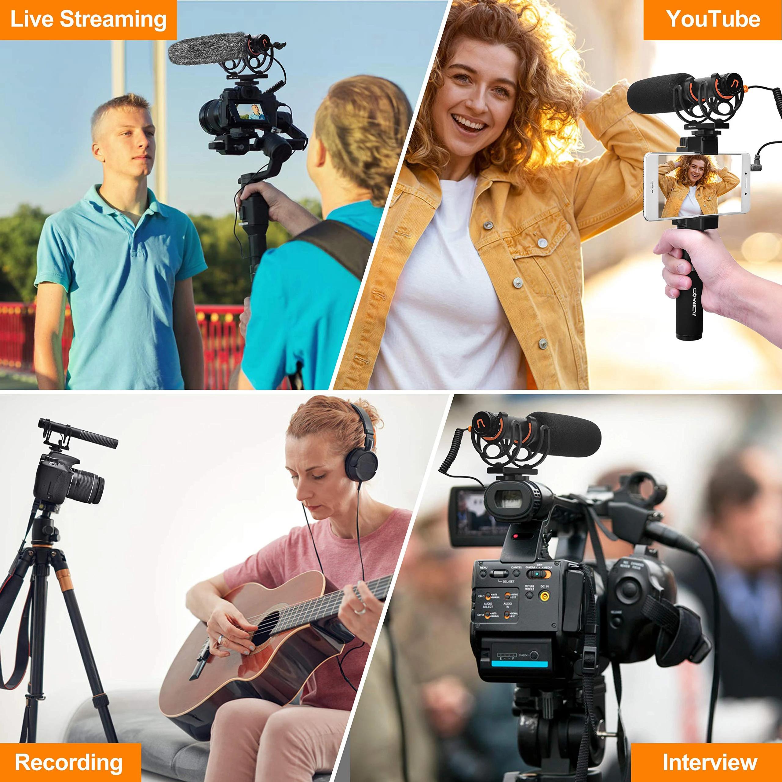 Microphone canon COMICA VM20, microphone super cardioïde professionnel avec support antichoc, microp