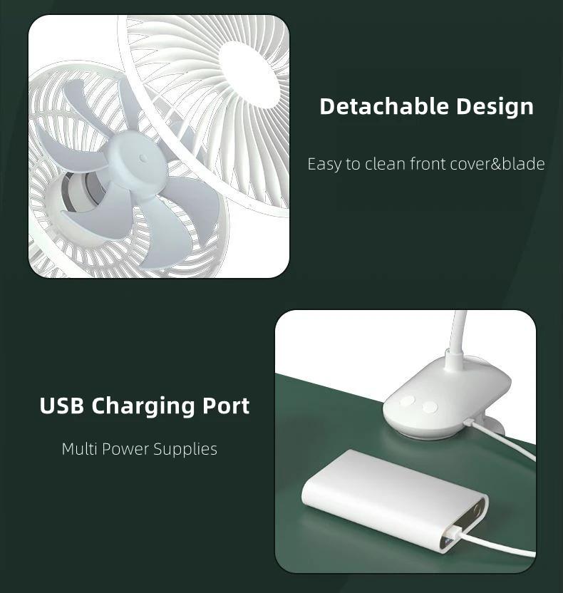 KASYDoFF-Ventilateur de table rotatif à 720 °, portable, avec 4 engrenages, silencieux, pour pousset