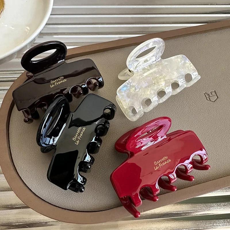 Pinces à cheveux rouges en acétate de 5.5cm de Long, pour filles et femmes, accessoires pour cheveux