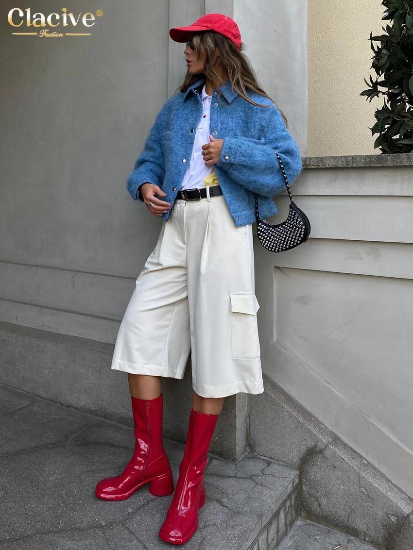 ClacMarkets-Veste à revers à manches longues pour femmes, haut de poche classique élégant, vêtements