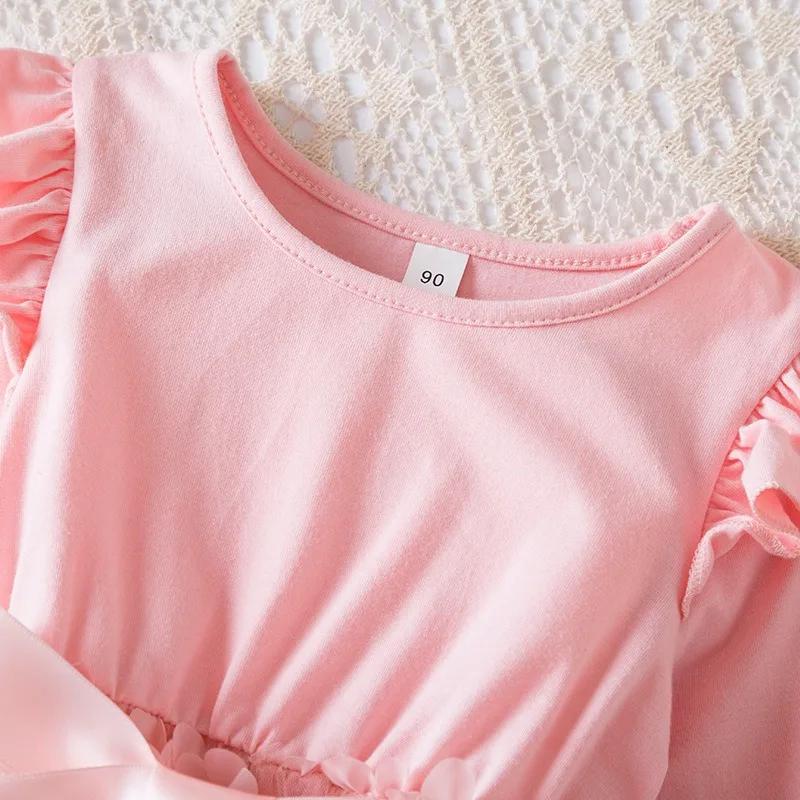 Robe d'automne Hello Kitty pour filles, tenue décontractée avec papillon 3D, robe de princesse d'ann