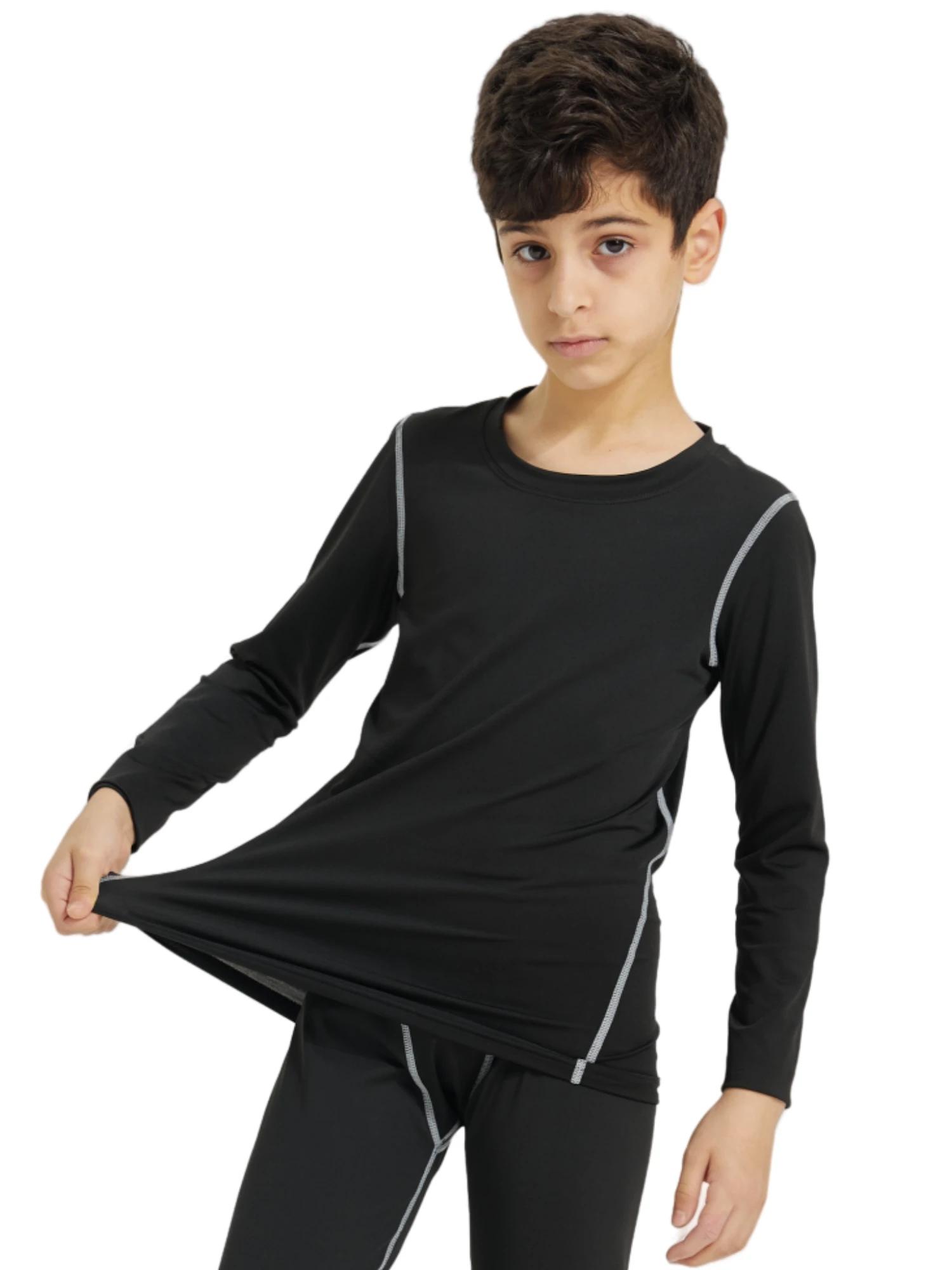 Chemises de Compression pour jeunes garçons, athlétiques, séchage rapide, manches longues, sous-vête