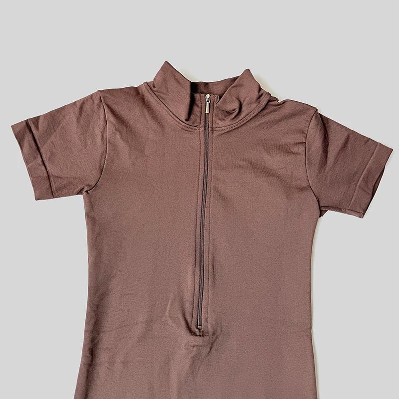 Body de sport d'été avec fermeture éclair, combinaison d'entraînement pour femmes, vêtements de gymn