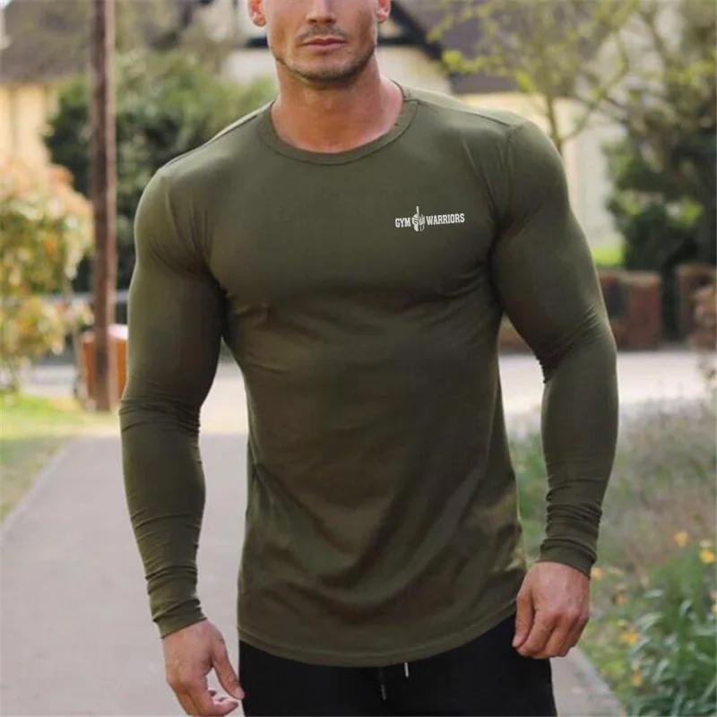 Automne Slim Fit Sport Fitness chemises de course hommes coton respirant à manches longues T-shirt G