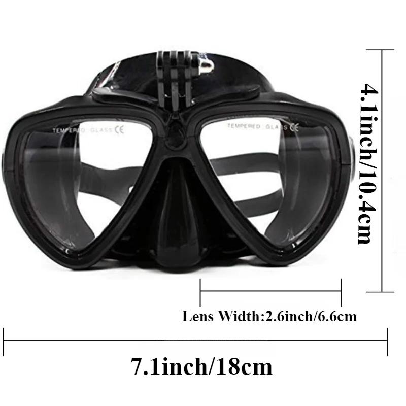 Masque de plongée sous-marine premium pour adulte, avec support de caméra, anti-buée, verre trempé, 
