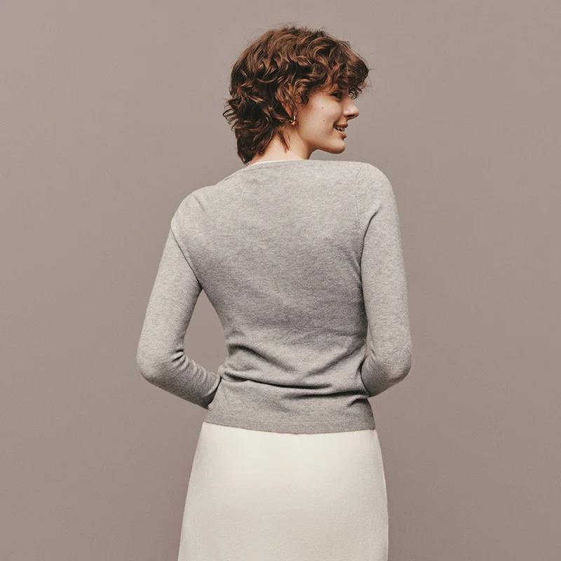Semir tricoté pull femmes hiver col Henley faux deux pièces chauffeur antibactérien antistatique min