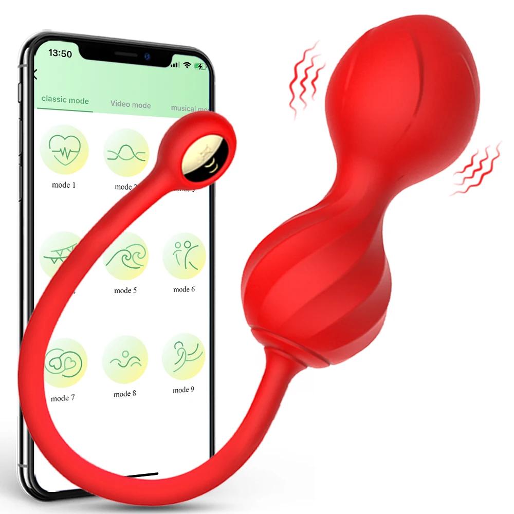 Andrea Vagina-Vibromasseur télécommandé pour femme, boule de Kegel, Bluetooth, point G, vêtements po