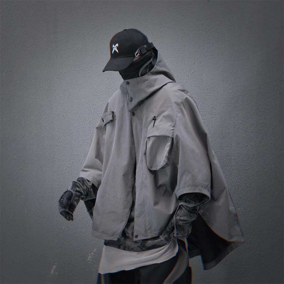 Techwear-Veste à Capuche Fonctionnelle pour Homme, Coupe-Vent Vintage, Streetwear, Hip Hop, Harajuku