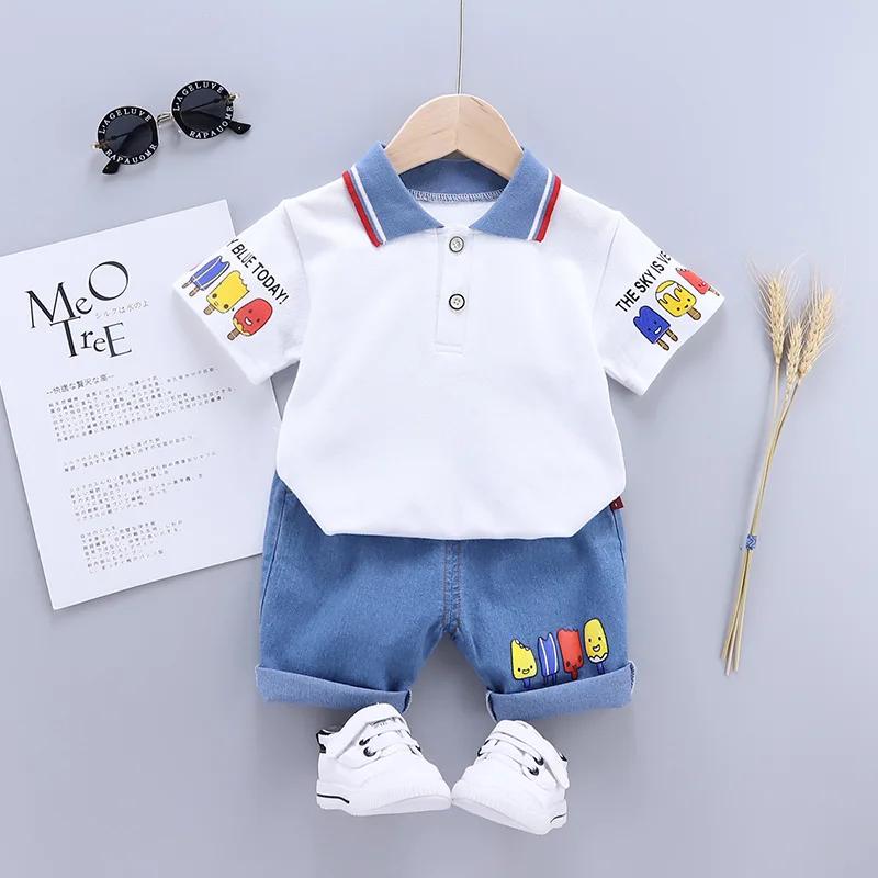 Ensemble de vêtements pour bébé garçon, T-shirt + short, ensemble de vêtements d'été pour enfants, e