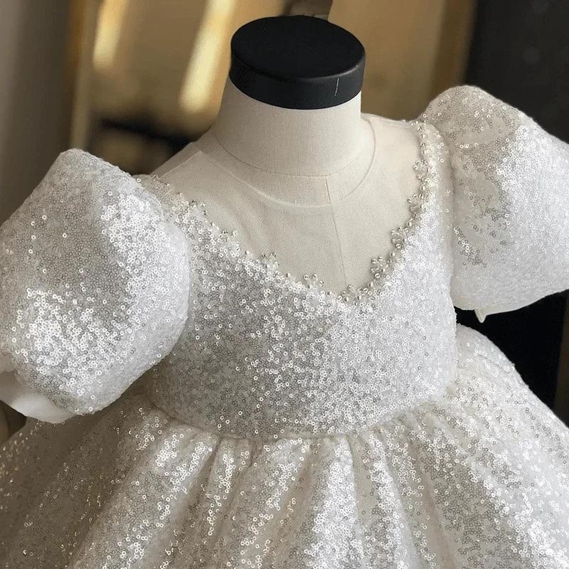 Robe de bal d'anniversaire pour bébé fille de 1 à 14 ans, tenue Tutu princesse à paillettes, avec nœ