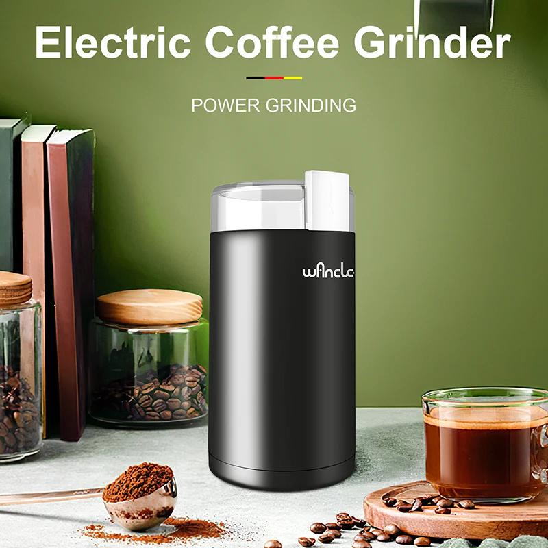 Moulin à café électrique domestique avec brosse propre, lame en acier inoxydable, moulin à épices, 1