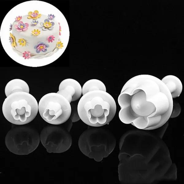 4 pièces/ensemble fleur de prunier plongeur Fondant moule Cutter outils de gâteau décoration outils 