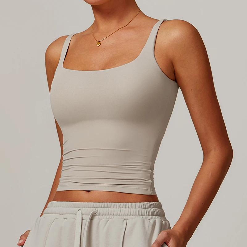 Hearuisavy – Nouveau débardeur de sport pour femme, col carré, moulant, respirant, idéal pour le yog