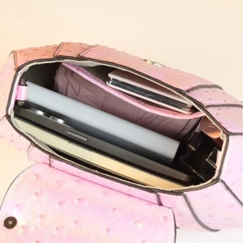 Nouveau style 2026, sac carré petit format, motif autruche, forme unique, coloré, luxe léger, patchw