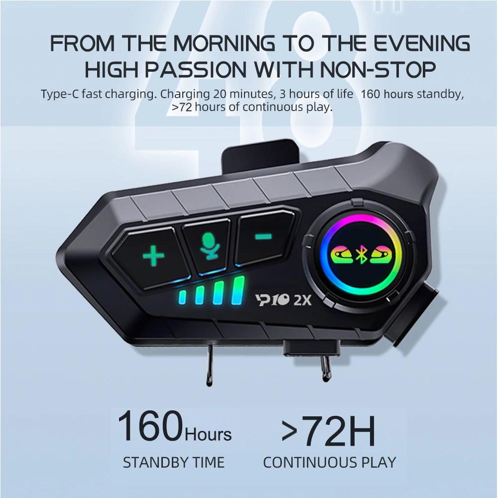 Kebidumei YP10 Bluetooth casque de Moto Interphone 300M Intercomunicador sans fil 2000Mah Moto talki