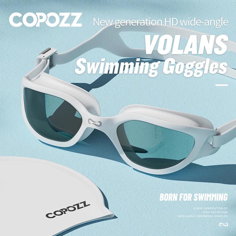COPOZZ – lunettes de natation professionnelles HD, Anti-buée, Protection UV, verre d'eau en Silicone