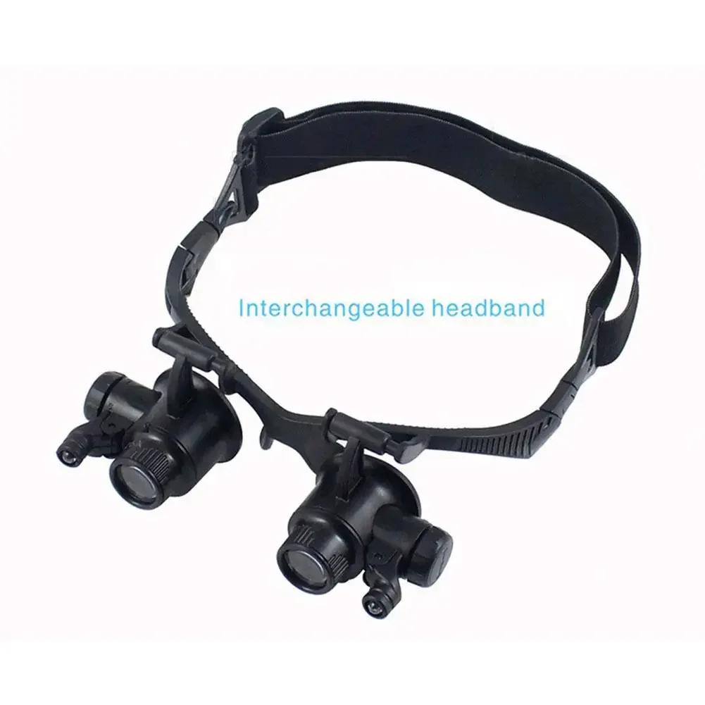 Nouveau bandeau lumière LED lunettes Loupe 10X 15X 20X 25X Double lentille de Loupe pour horloger bi
