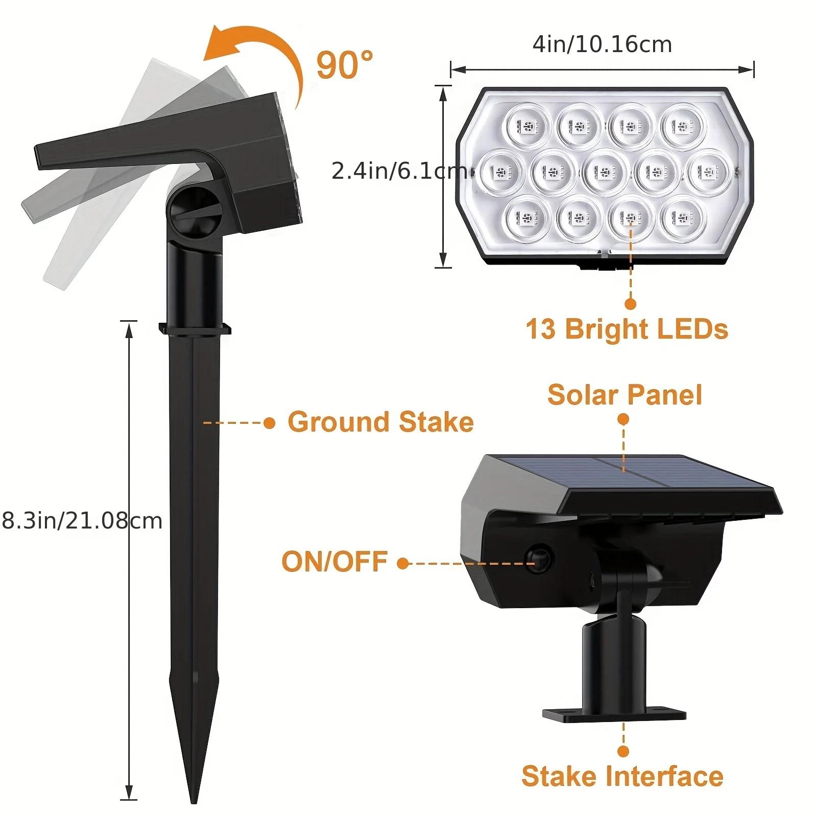 Spot Lumineux Solaire Imperméable Conforme à la Norme IP65, Luminaire Décoratif d'Extérieur, Idéal p