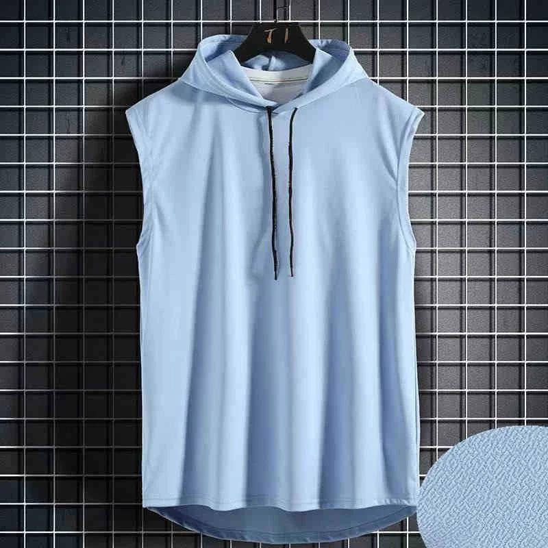 Couleur unie 2023 flambant neuf hommes débardeurs gilet sans manches t-shirts pour homme à capuche h