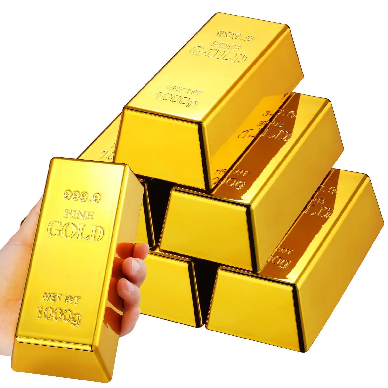 Faux barre d'or créative en brique dorée, 1 pièce, Simulation de lingots d'or creux, accessoire de f
