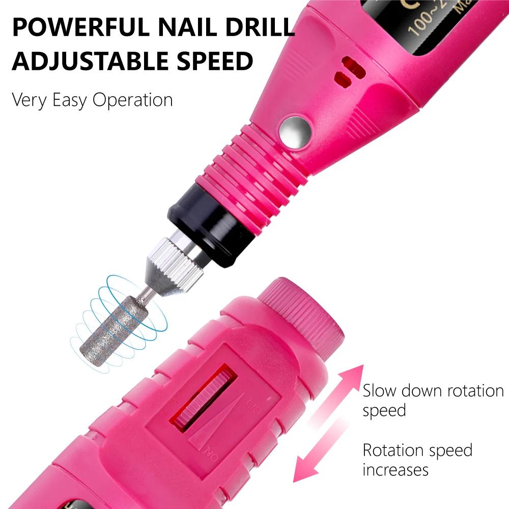 LULAA forte fonction perceuse à ongles ensemble ponceuse à ongles électrique Gel dissolvant de verni
