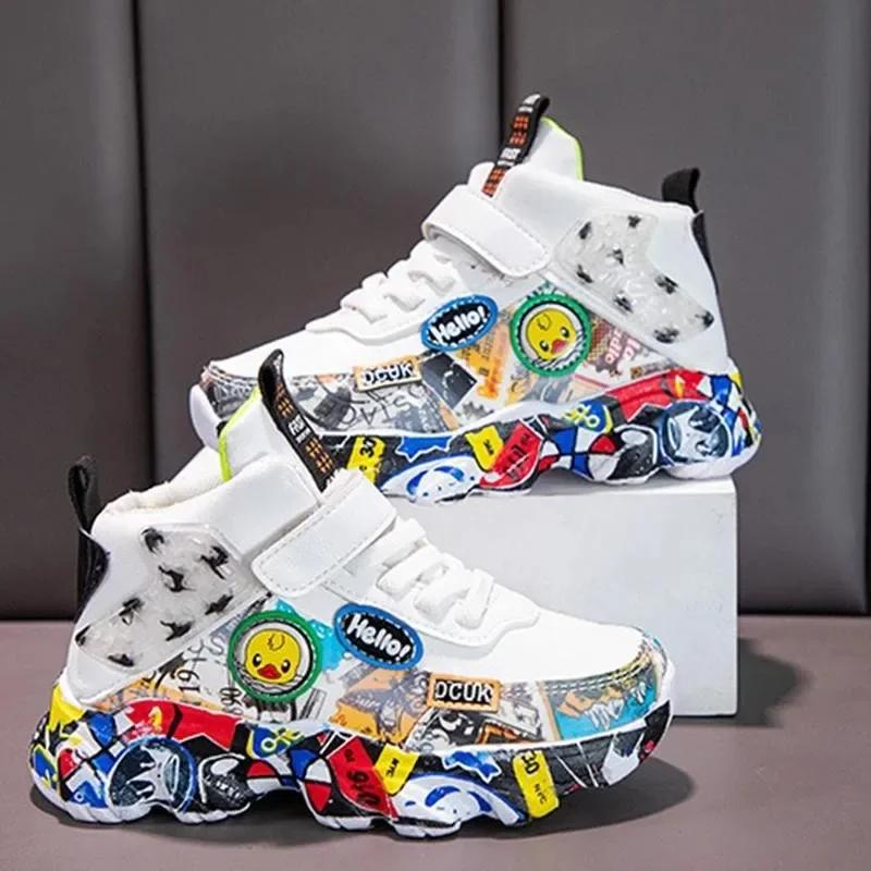 Taille 26-36 enfants sport baskets pour filles enfant dessin animé Graffiti modèle chaussures décont