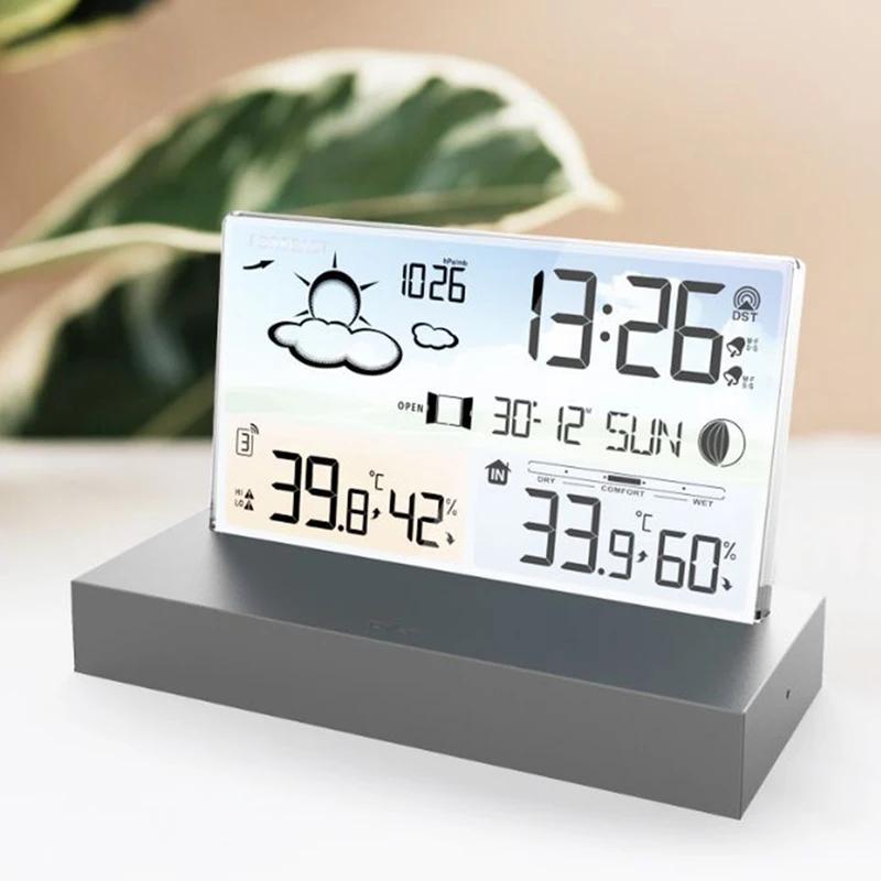 Station météo numérique multifonctionnelle, réveil, capteur de température intérieure et extérieure,