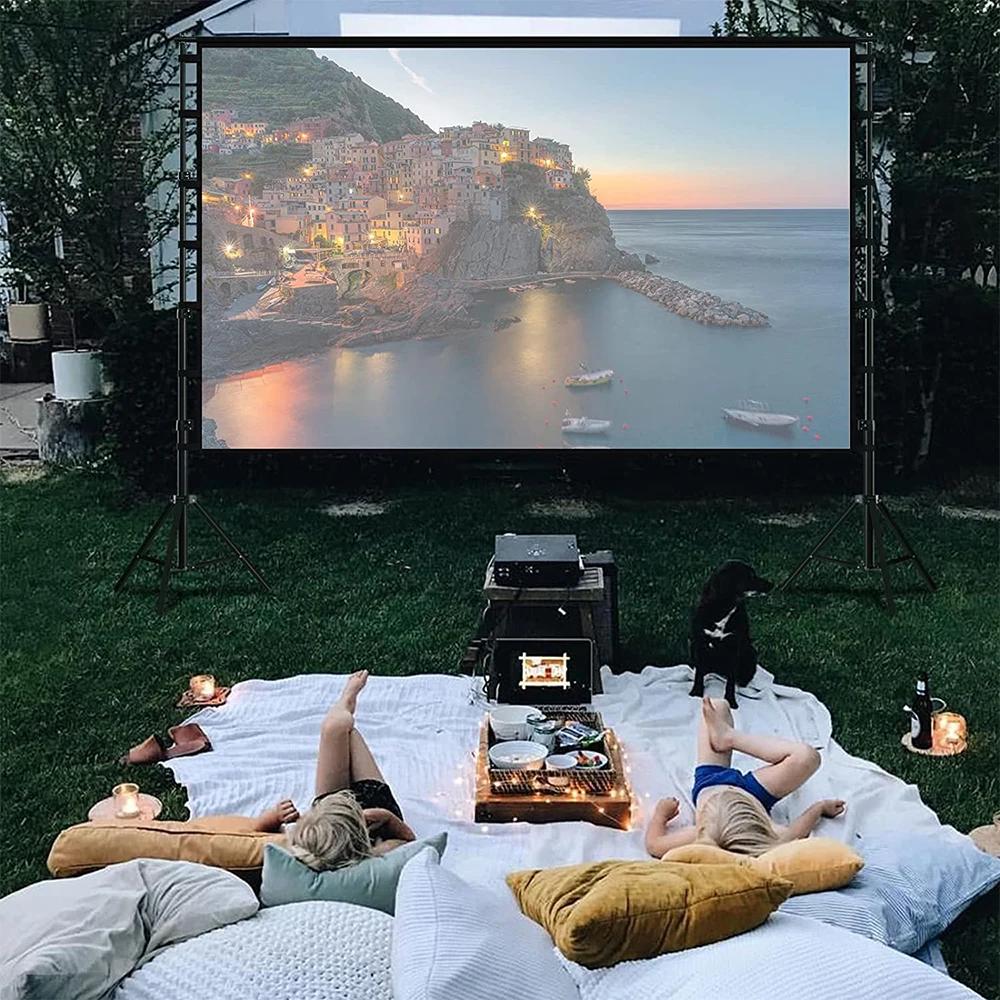 Écran de projecteur VEIDADZ avec support blanc sans plis 160 °   Angle de vision 60-150 pouces, écra