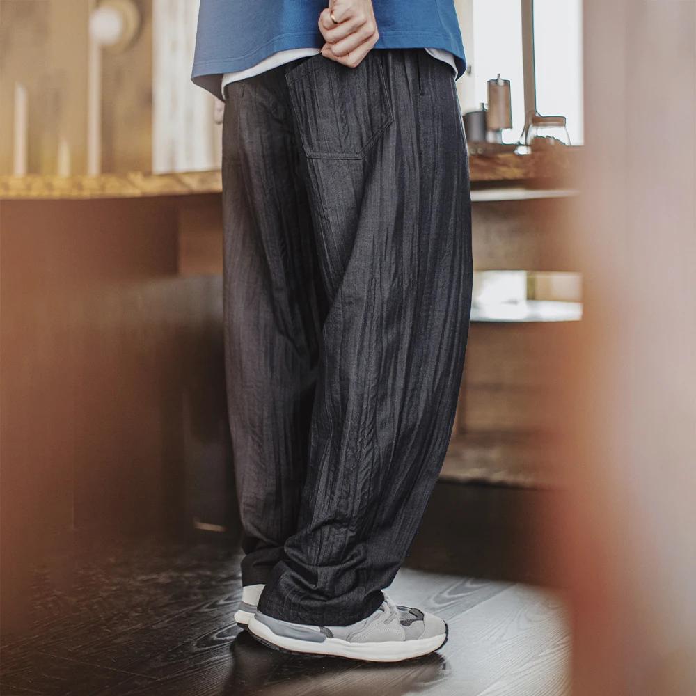 Maden – pantalon plissé ondulé décontracté pour hommes, coupe ample, Style Cityboy, avec taille élas