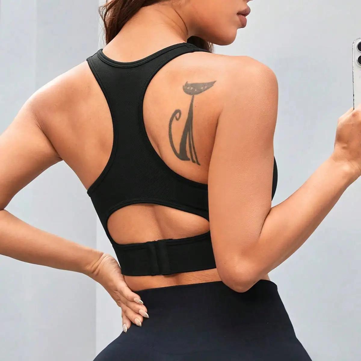 Soutien-gorge de sport Racerback Longline pour femme, soutien léger, haut court rembourré, entraînem