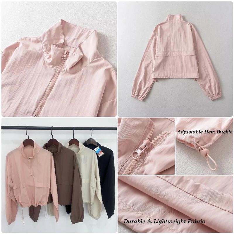 VITALINOVO Veste de sport légère pour femme avec fermeture éclair au quart pour golf, randonnée, cou