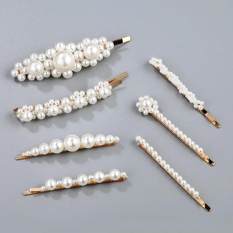 1 ensemble de pinces à cheveux en perles faites à la main pour femmes, Barrettes à fleurs géométriqu