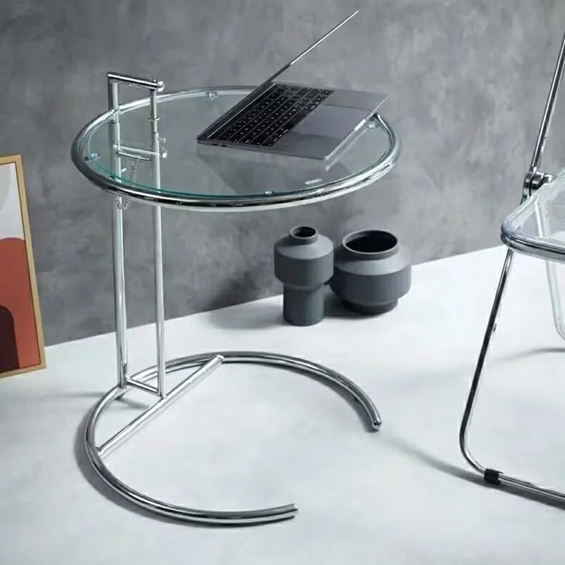 Tables basses en verre en acier inoxydable, meubles de salon nordiques, table d'appoint de balcon, t