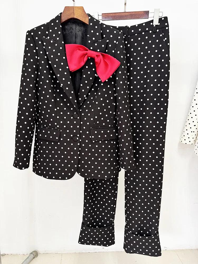 HIGH STREET Nouveauté 2026 Ensemble tailleur-pantalon de créateur pour femme, 2 pièces, avec blazer 