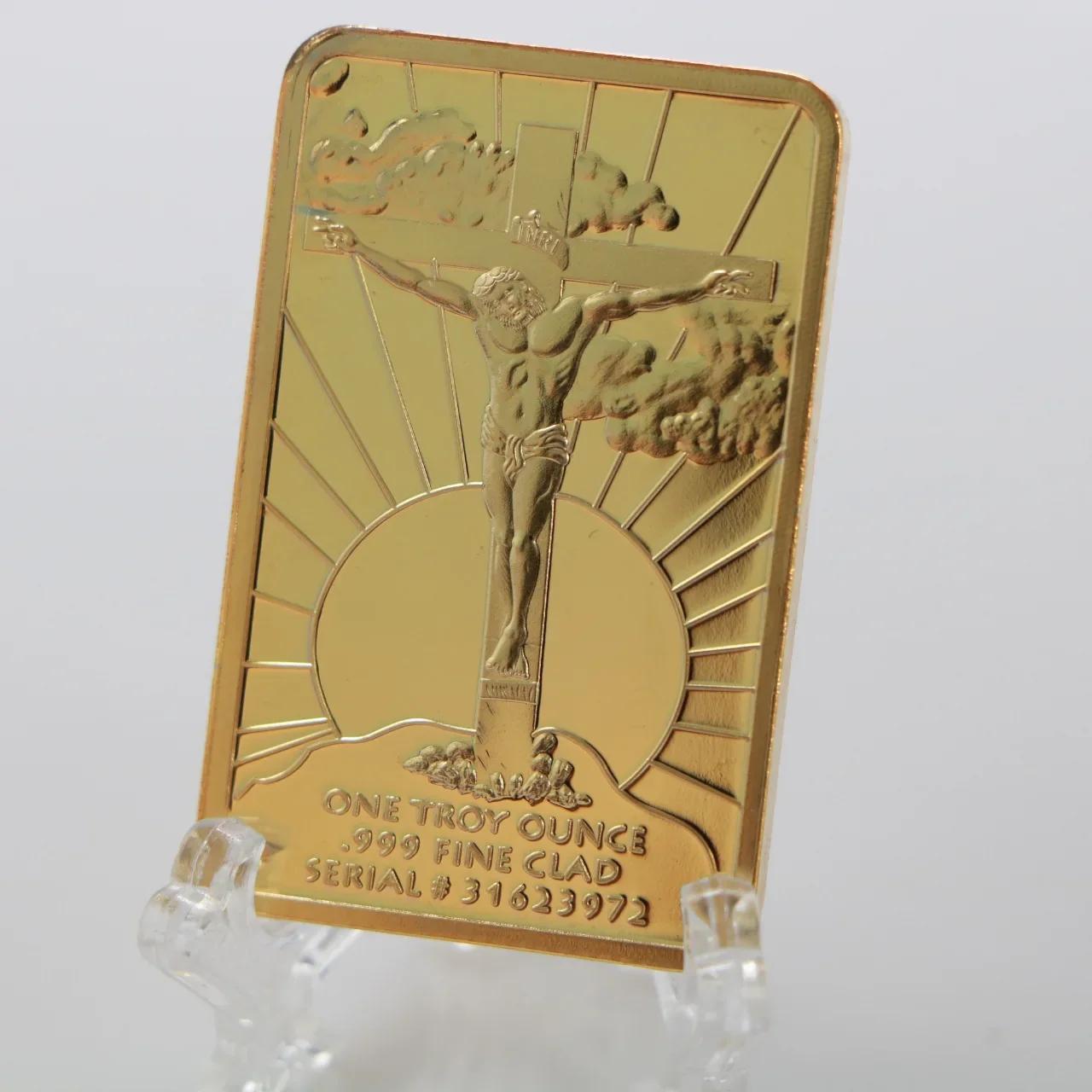 1 pièces dernier dîner Christ jésus barre d'or jésus et ange 1 OZ réplique en or 999 plaqué or lingo